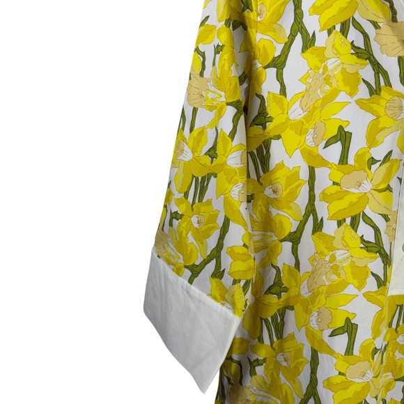 Katie Kime Yellow Daffodil Floral Tunic Dress White Contrast Trim Small Spring - Picture 7 of 14